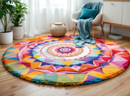 Tapis rond multicolore : l’éclat qui manquait à votre déco